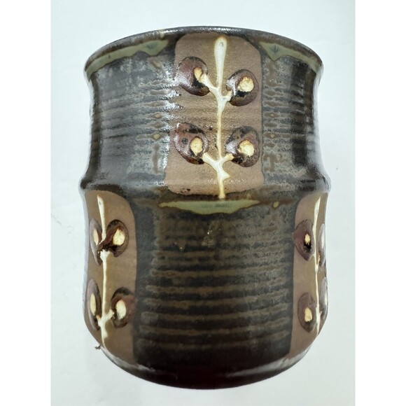 Japan Art Pottery Salt Pepper, 2 Jam Jars W/ Spoons MCM Boho Wood Pedestal Raku - Picture 2 of 12